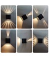 Solcelle vegglampe med justerbar lyseffekt - IP54, sort, roterbar, firkantet, skumringssensor