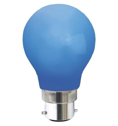 Outlet: Farget B22 LED Pære På 1W i Blå, Ø55, 230V - 360°