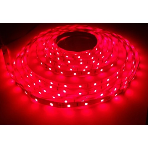 Rød 660 nm 14,4W/m 24V LED stripe - 5m, IP20, 60 LED per meter