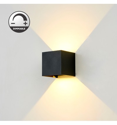 LEDlife CUBIC 6W Dimbar vegglampe - Sort, firkantet, opp/ned, justerbar, utendørs, IP65, inkl. lyskilde