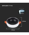 GU10 lampe - rund hvit ramme, svart reflektor