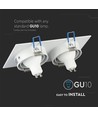 Dobbel GU10 innbyggingsspot, hvit - IP54, aluminium, hull: 155x75 mm, mål: 173x91 mm, uten lyskilde