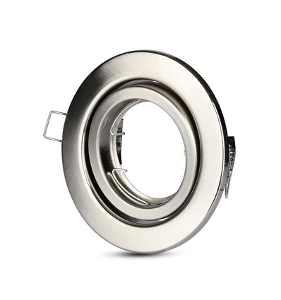 GU10 innbyggingsspot - Satin nikkel, rund, Ø99 mm, hull: Ø74 mm