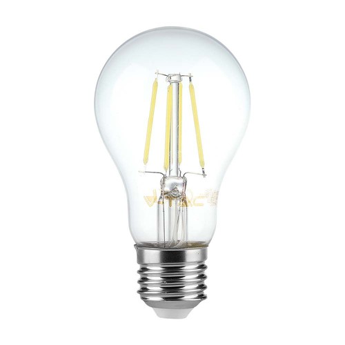 E27 6W LED filament pære - A60, klart glass, 600lm, 3000K