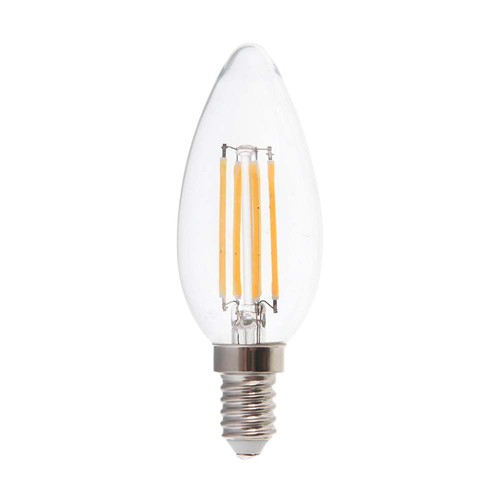 E14 6W LED kertepære filament - 600lm, klart glass, 4000K