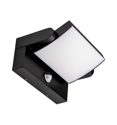 17W Vegglampe med Sensor - LED, 3000K, Sort, IP65