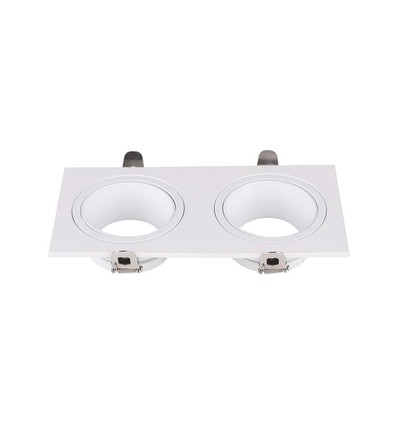 2 Hoved Spotlys Lamper - Jern+PC, Hvit+Hvit