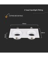 2 Hoved Spotlys Lamper - Jern+PC, Hvit+Hvit