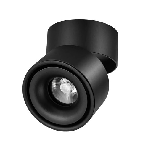 Dimbar LED takspot RA98 - 10W, svart, justerbar, for påbygging