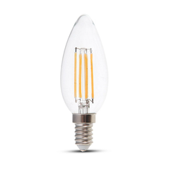 E14 LED V-Tac 4W LED stearinlys pære - Karbon filamenter, varm hvit, E14