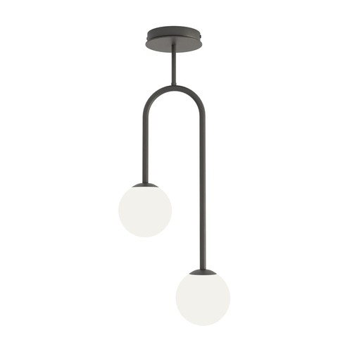 Atria 2 Sort/Opal pendellampe - Ø15 cm, E14, 230V, uten lyskilde