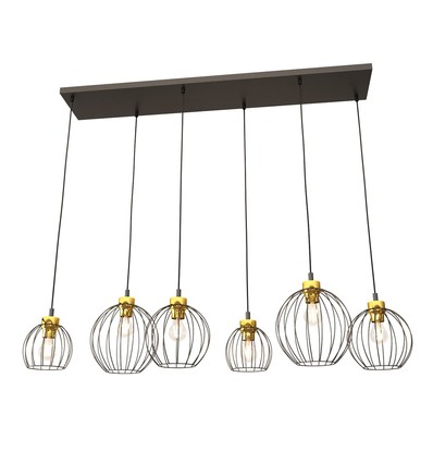 Nando 6 Sort/Gull pendellampe - Ø24 cm, E27, 230V, uten lyskilde