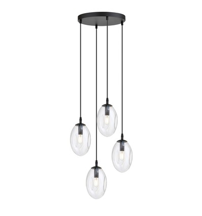 Astral 4 Sort Premium Transparent pendellampe - Ø12 cm, E14, 230V, uten lyskilde