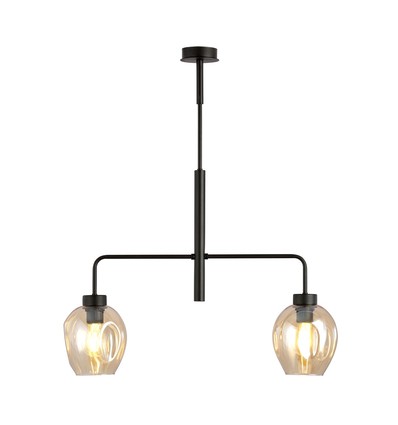 Lukka 2 Sort/Amber pendellampe - Ø14 cm, E27, 230V, uten lyskilde