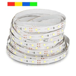 Enkeltfarget LED strip 12V V-Tac 3,6W/m LED stripe - 5m, 8mm bred, 60 LED per meter, Farget lys