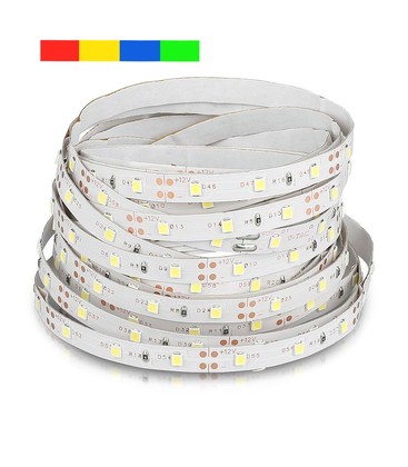 V-Tac 3,6W/m LED stripe - 5m, 8mm bred, 60 LED per meter, Farget lys