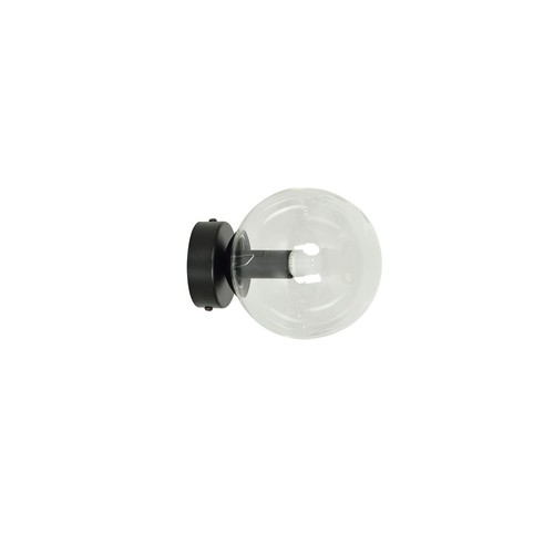 Rossi K1 Sort/Transparent vegglampe - Ø14 cm, E14, 230V, uten lyspære.