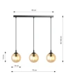 Cosmo 3 Sort/Amber pendellampe - Ø14 cm, E14, 230V, uten lyskilde