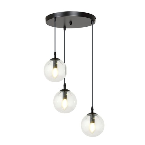 Cosmo 3 Sort Premium Transparent pendellampe - Ø14 cm, E14, 230V, uten lyspære
