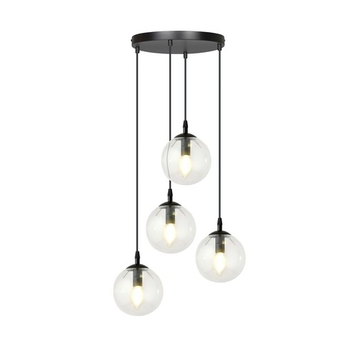 Cosmo 4 Sort Premium Transparent pendellampe - Ø14 cm, E14, 230V, uten lyskilde