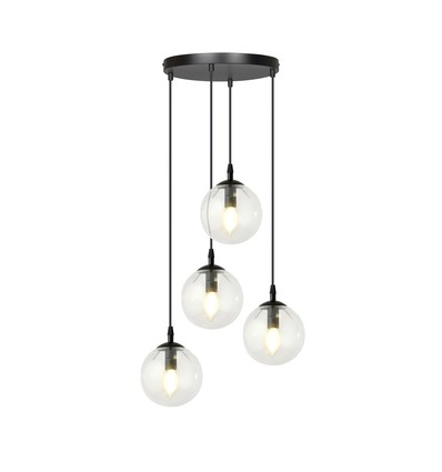 Cosmo 4 Sort Premium Transparent pendellampe - Ø14 cm, E14, 230V, uten lyskilde