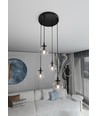 Cosmo 4 Sort Premium Transparent pendellampe - Ø14 cm, E14, 230V, uten lyskilde