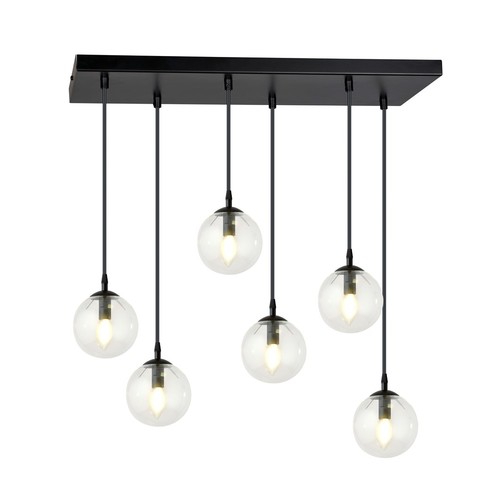 Cosmo 6 Sort/Transparent pendellampe - Ø14 cm, E14, 230V, uten lyskilde