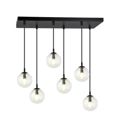Cosmo 6 Sort/Transparent pendellampe - Ø14 cm, E14, 230V, uten lyskilde