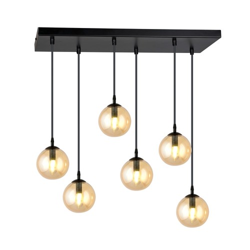Cosmo 6 Sort/Rav pendellampe - Ø14 cm, E14, 230V, uten lyskilde