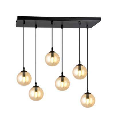 Cosmo 6 Sort/Rav pendellampe - Ø14 cm, E14, 230V, uten lyskilde