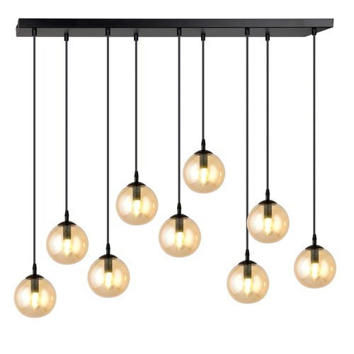 Cosmo 9 Sort/Amber pendellampe - Ø14 cm, E14, 230V, uten lyskilde