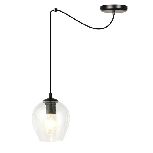 Level 1 Svart/Transparent pendellampe - Ø14 cm, E27, 230V, uten lyskilde