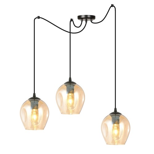 Level 3 Sort/Amber pendellampe - Ø14 cm, E27, 230V, uten lyskilde