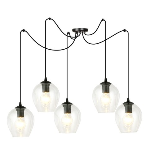 Level 5 Svart/Transparent pendellampe - Ø14 cm, E27, 230V, uten lyskilde
