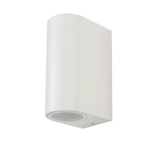 2-veis vegglampe GU10 - hvit, rund, aluminium, IP44