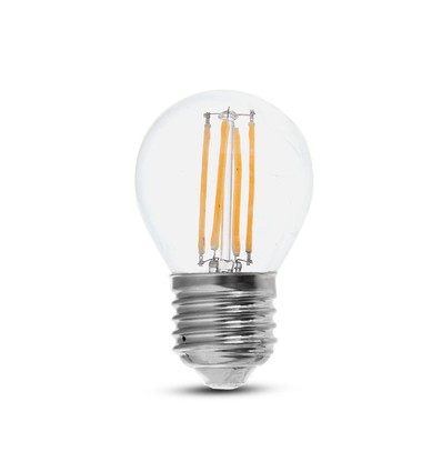 E27 6W LED kronepære filament - G45, 800lm, 133lm/W, klart glass, 6400K