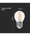 6W LED Kulltråd Pære - Klart Glass, 6400K, E27, 130lm/Watt