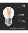 E27 6W LED kronepære filament - G45, 800lm, 133lm/W, klart glass, 6400K
