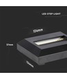 2W Trappebelysning - LED, 3000K, svart hus, kvadratisk.