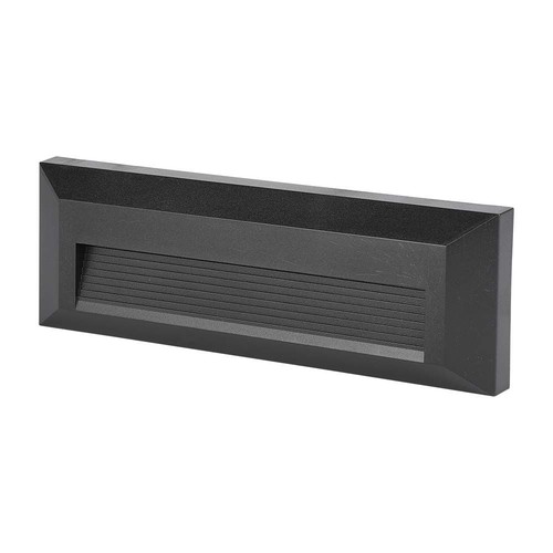 3W LED trappelys - IP65, sort, rektangulær, utendørs, 230 x 80 x 28 mm