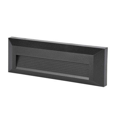 3W Trappebelysning - LED, 3000K, Sort hus, Rektangel.