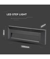 3W Trappebelysning - LED, 3000K, Sort hus, Rektangel.