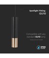 V-Tac GU10 svart/gull pendellampe - Ø6x30cm., Hengende pendel med GU10 sokkel
