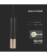 V-Tac GU10 svart/gull pendellampe - Ø6x30cm., Hengende pendel med GU10 sokkel