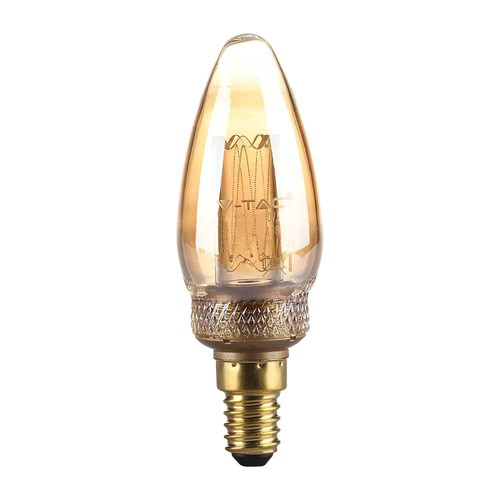 2W LED E14 - Art Kulltråd Kertepære, Amber Glass, 1800K