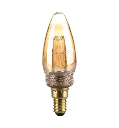 E14 2W LED Art Filament kertepære - Amber glass, 1800K, varm hvit, 65lm