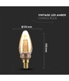 2W LED E14 - Art Kulltråd Kertepære, Amber Glass, 1800K