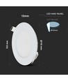 6W Ø12cm LED innbygningspanel - Hull: Ø11 cm, Mål: Ø12 cm, hvit kant, inkl. lyskilde