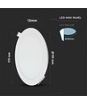 12W Ø17cm LED innfellingspanel - 6400K, Hull: Ø15,5 cm, Mål: Ø17 cm, hvit kant, flicker free