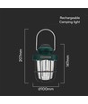 3W + 5W - Flamme Arbeids-Camping Oppladbar Lampe, Dimbar, IP44